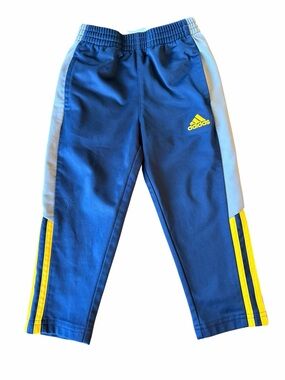 Adidas Toddler Track Pants 3T Blue Yellow Athletic Joggers